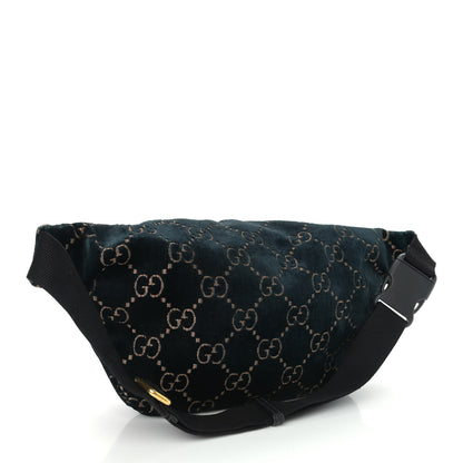 Gucci Velvet GG Monogram Web Belt Bag Blue Beige 3 of 13