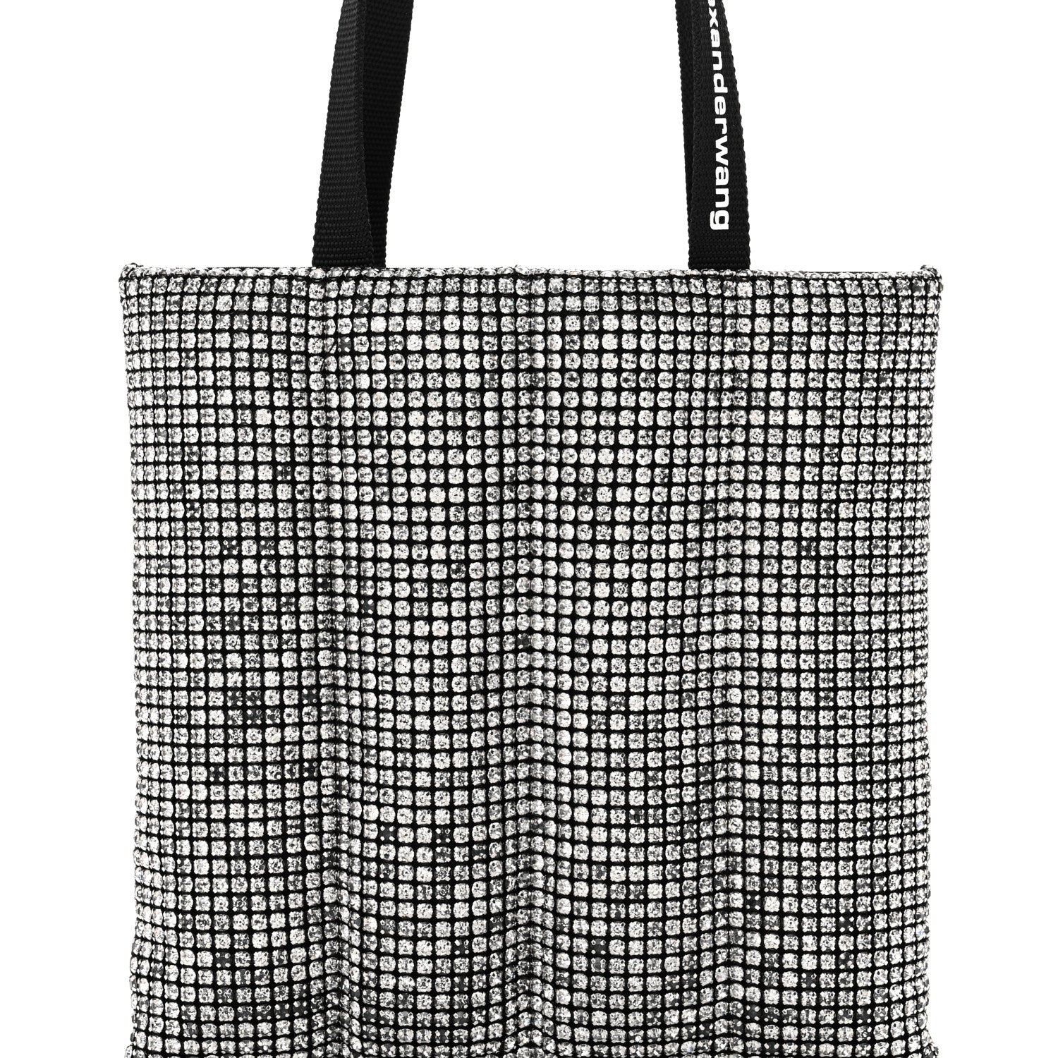 Alexander Wang Mesh Crystal Rhinestone Quilted Heiress Tote Black White 7 of 10