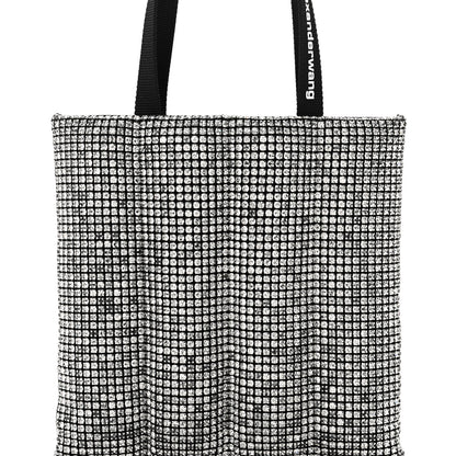 Alexander Wang Mesh Crystal Rhinestone Quilted Heiress Tote Black White 7 of 10