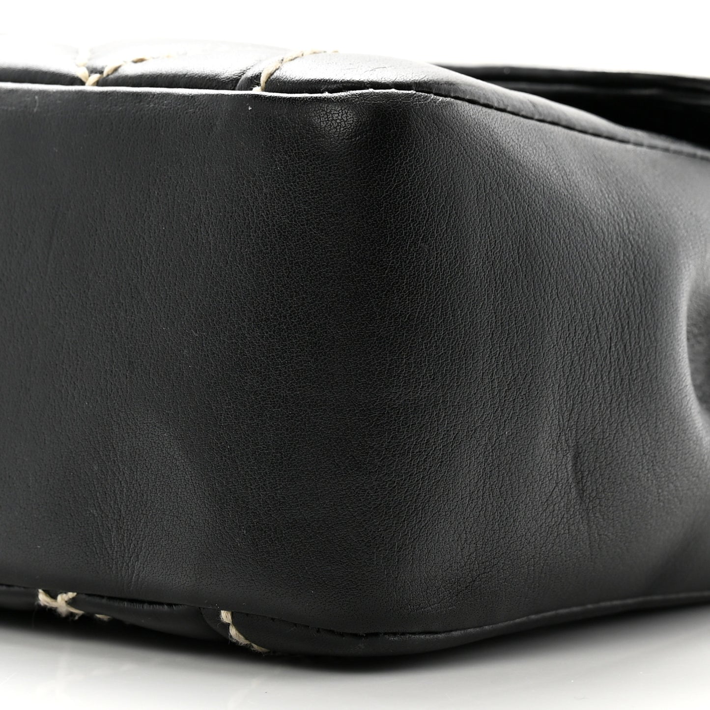 Calfskin Quilted Wild Stitch Large Top Handle Flap Black