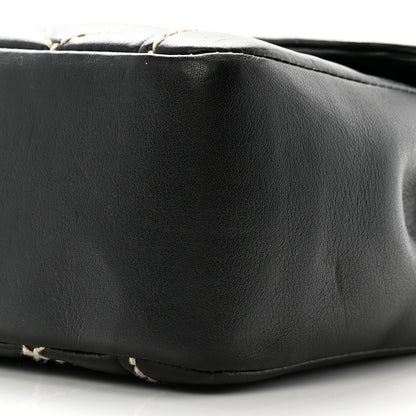 Chanel Calfskin Quilted Wild Stitch Large Top Handle Flap Black 10 of 16