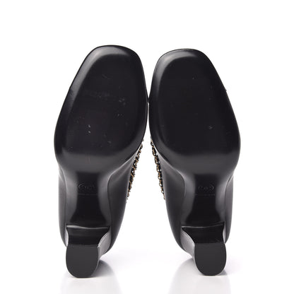 Chanel Calfskin Patent Calfskin Chain Cap Toe Pumps 36.5 Black 5 of 9