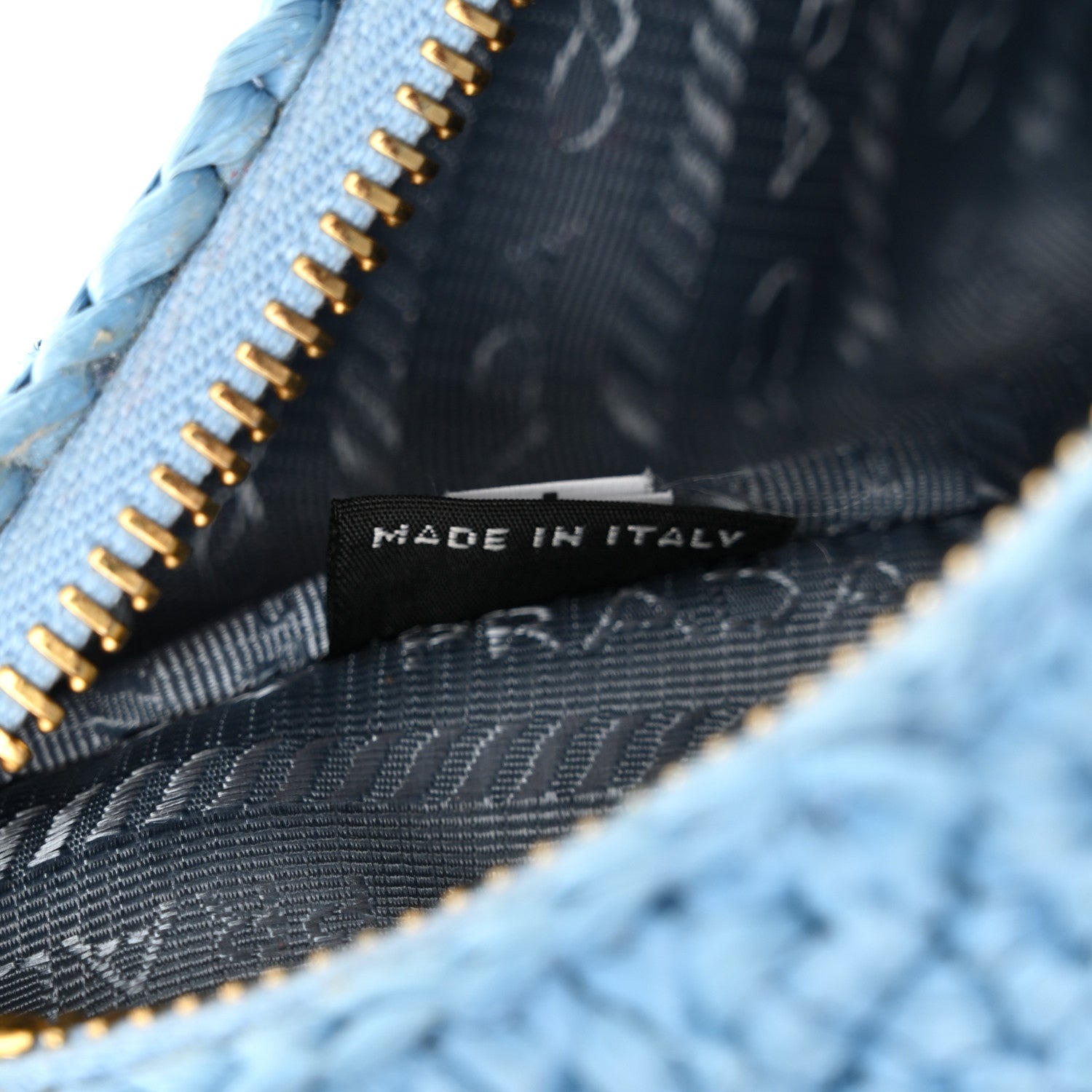 Prada Yarn Raffia Effect Crochet Re-Edition 2005 Shoulder Bag Celeste 7 of 11