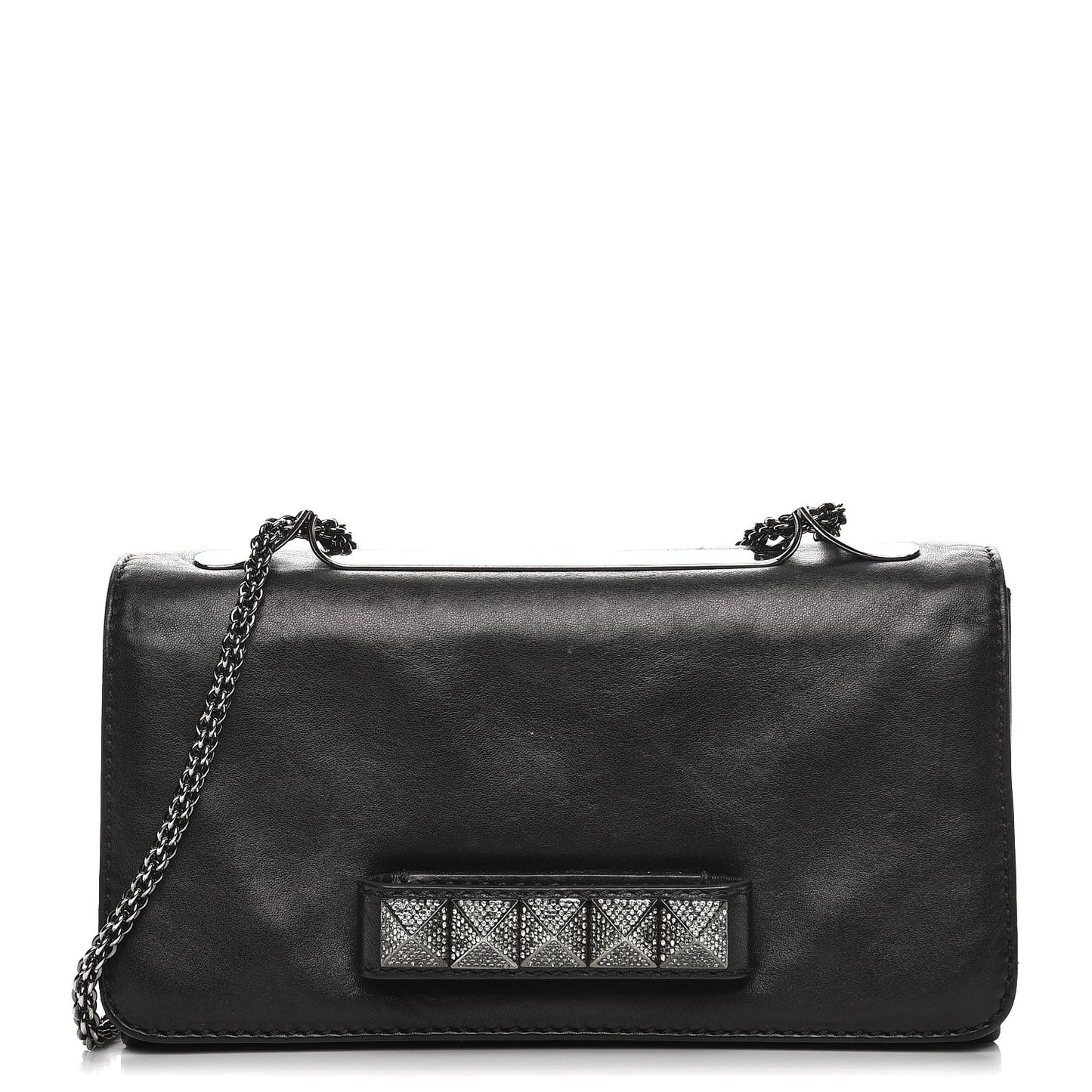Nappa Crystal Encrusted Studs Va Va Voom Shoulder Bag Black