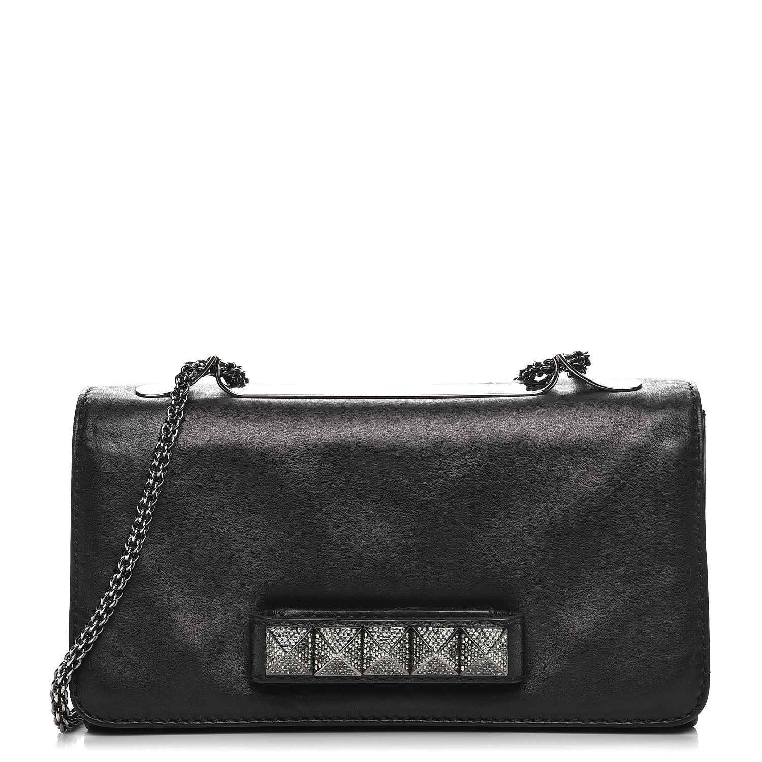 Valentino Garavani Nappa Crystal Encrusted Studs Va Va Voom Shoulder Bag Black 1 of 10