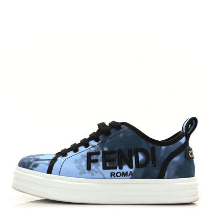 Fendi Canvas Floral Print Logo Sneakers 36 Sagittarius Black 1 of 7