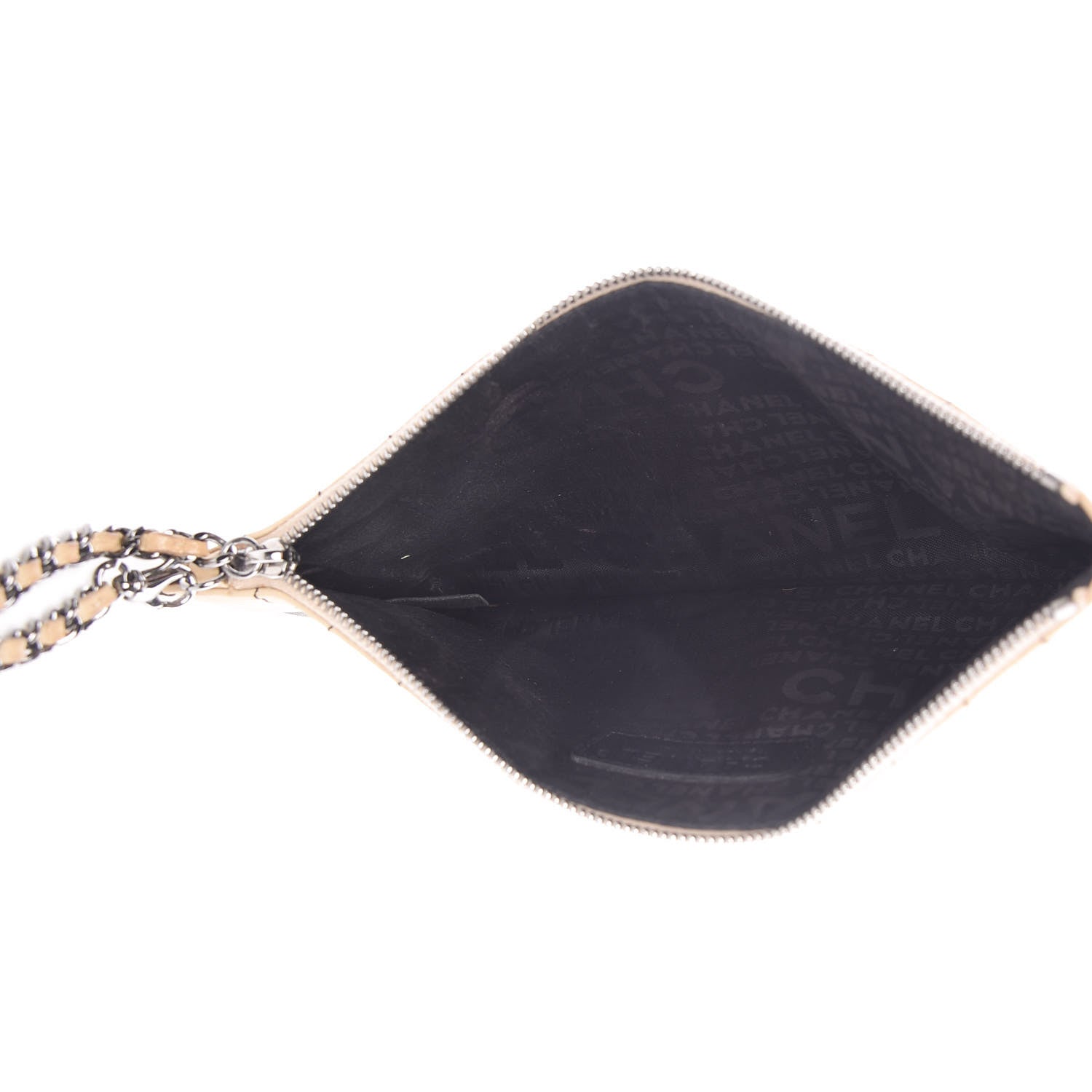 Chanel Lambskin Crossword Pochette Beige Black 5 of 9