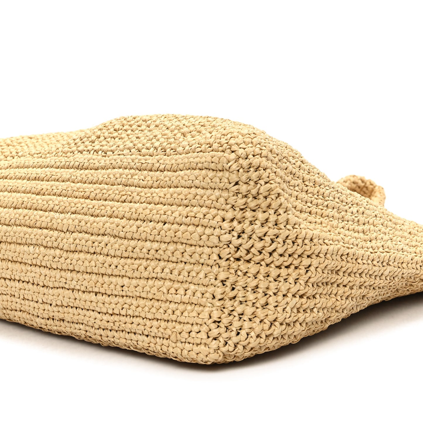 Yarn Raffia Effect Crochet Embroidered Logo Tote Naturale