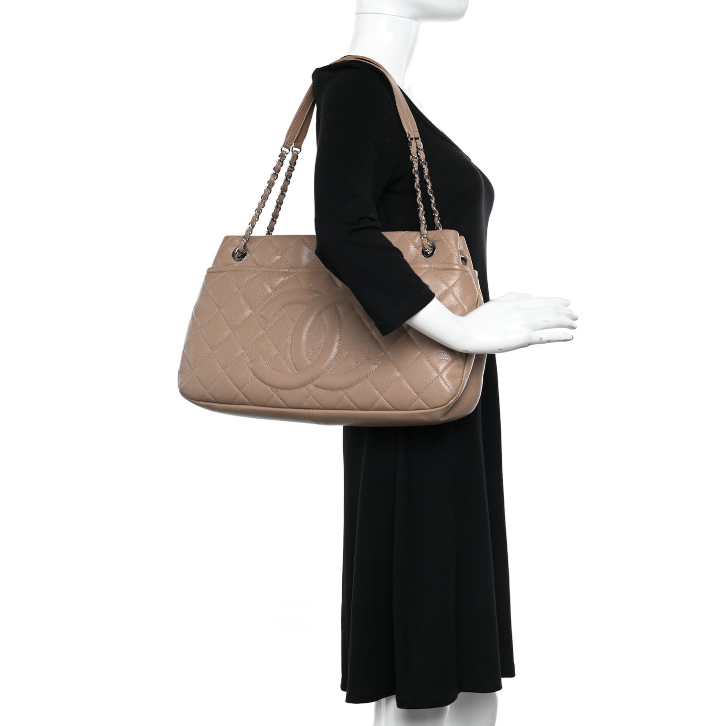 Caviar Quilted Timeless CC Soft Tote Beige