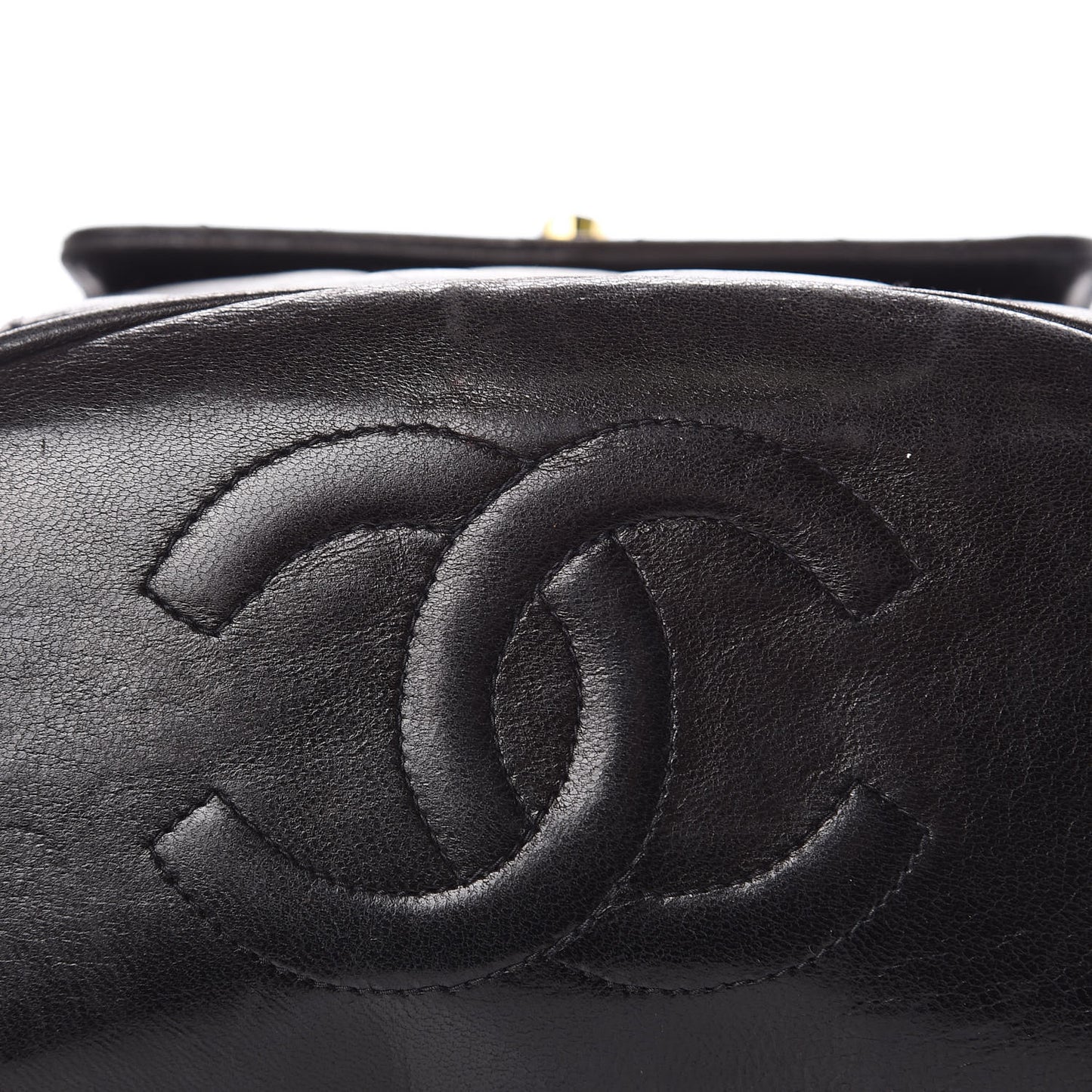 Lambskin Quilted Drawstring Backpack Black