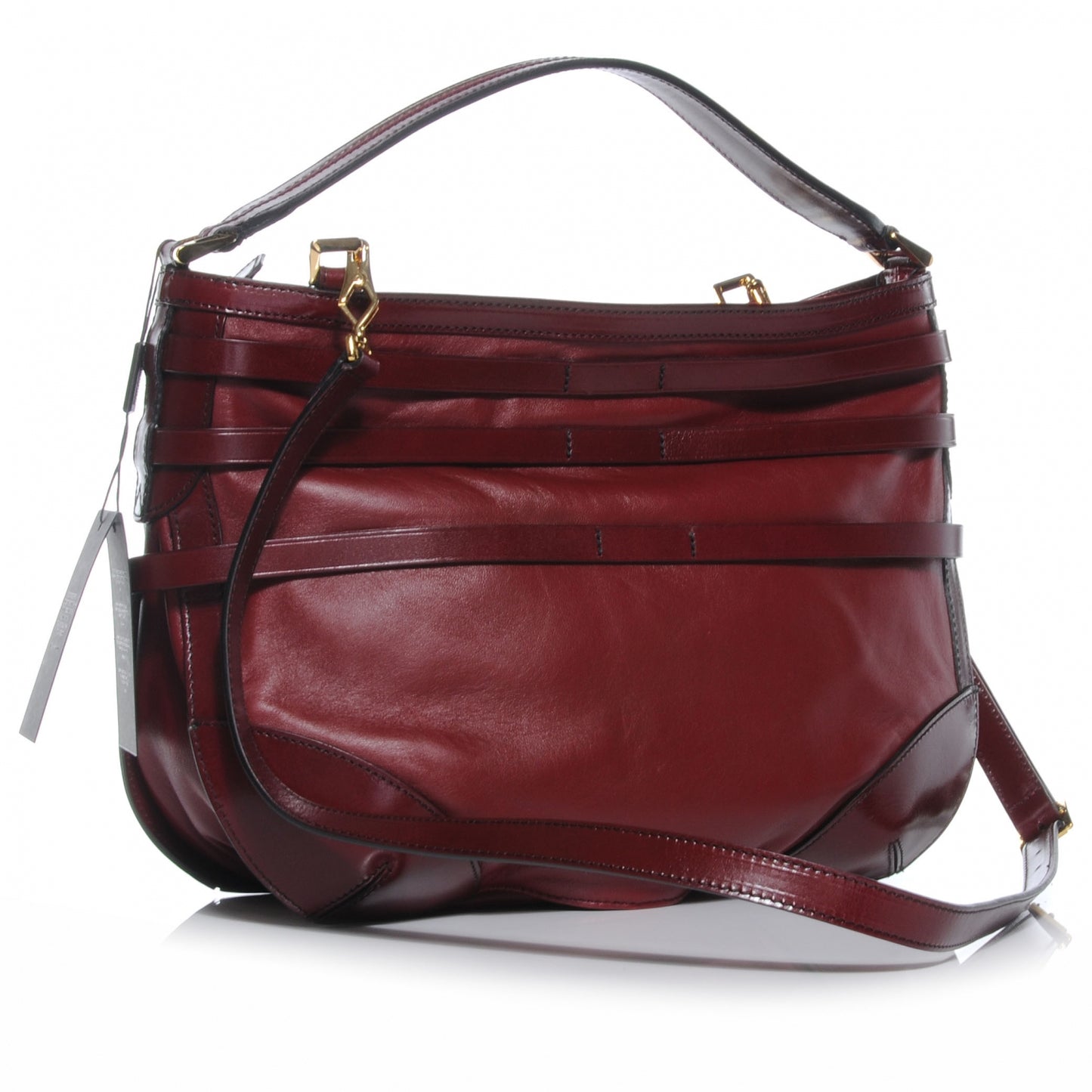 Lambskin Bridle Calfskin Small Dutton Hobo Claret Red