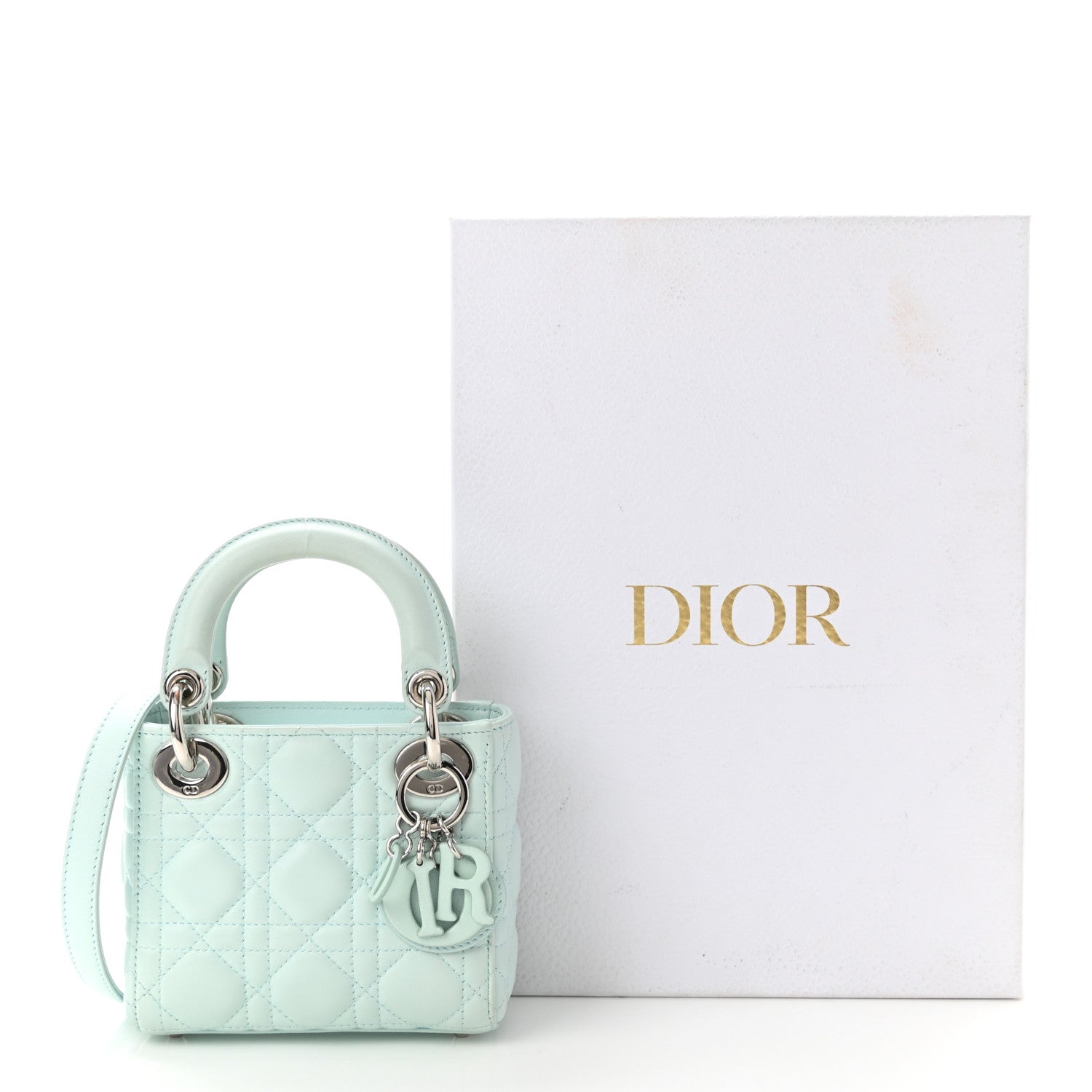 Christian Dior Lambskin Cannage Micro Lady Dior Turquoise 10 of 10
