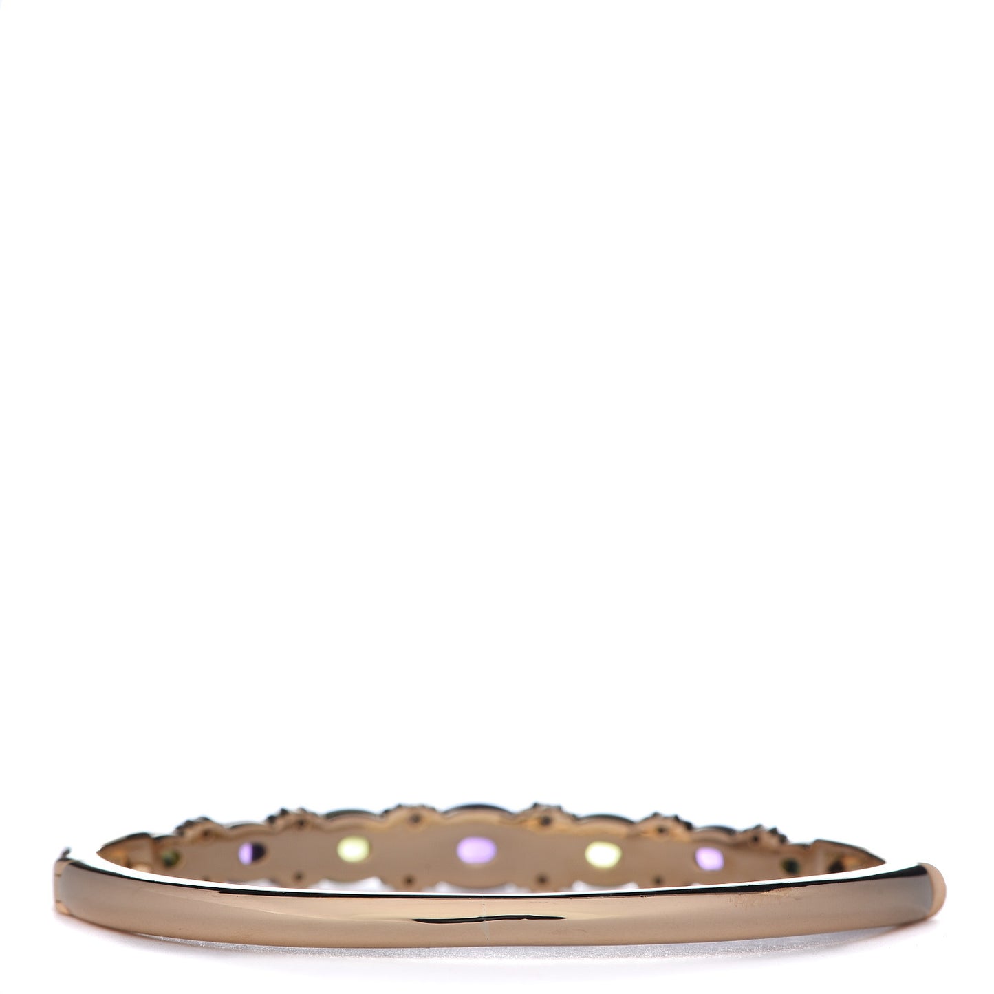 18K Yellow Gold Amethyst Peridot Diamond Bangle Bracelet