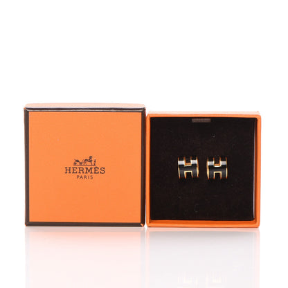 Hermes Gold Lacquered Pop H Earrings Black 5 of 5