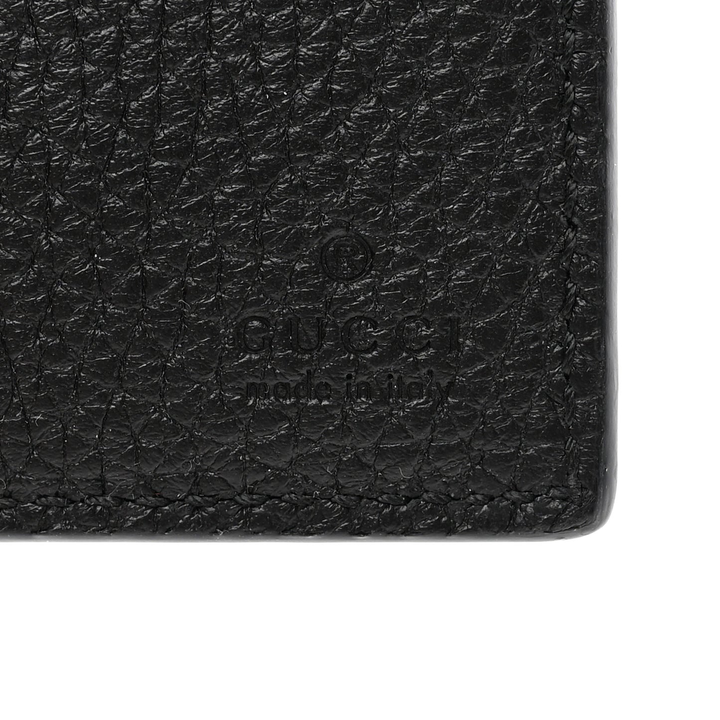 Piuma Calfskin Jumbo GG Embossed Card Case Black