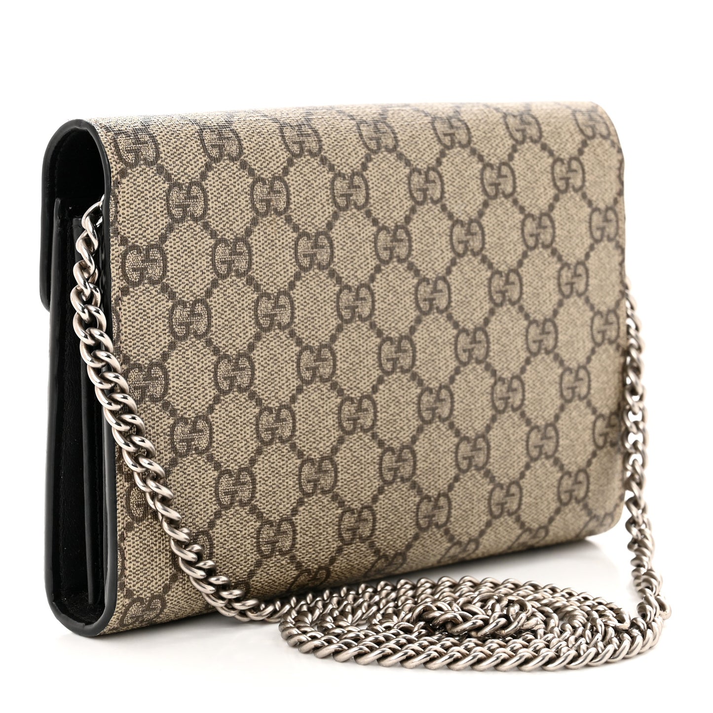GG Supreme Monogram Mini Dionysus Chain Wallet Beige Black