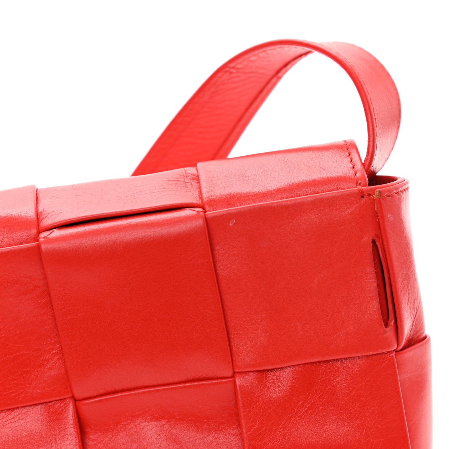 Paper Calfskin Maxi Intreccio The Belt Cassette Bag Bright Red