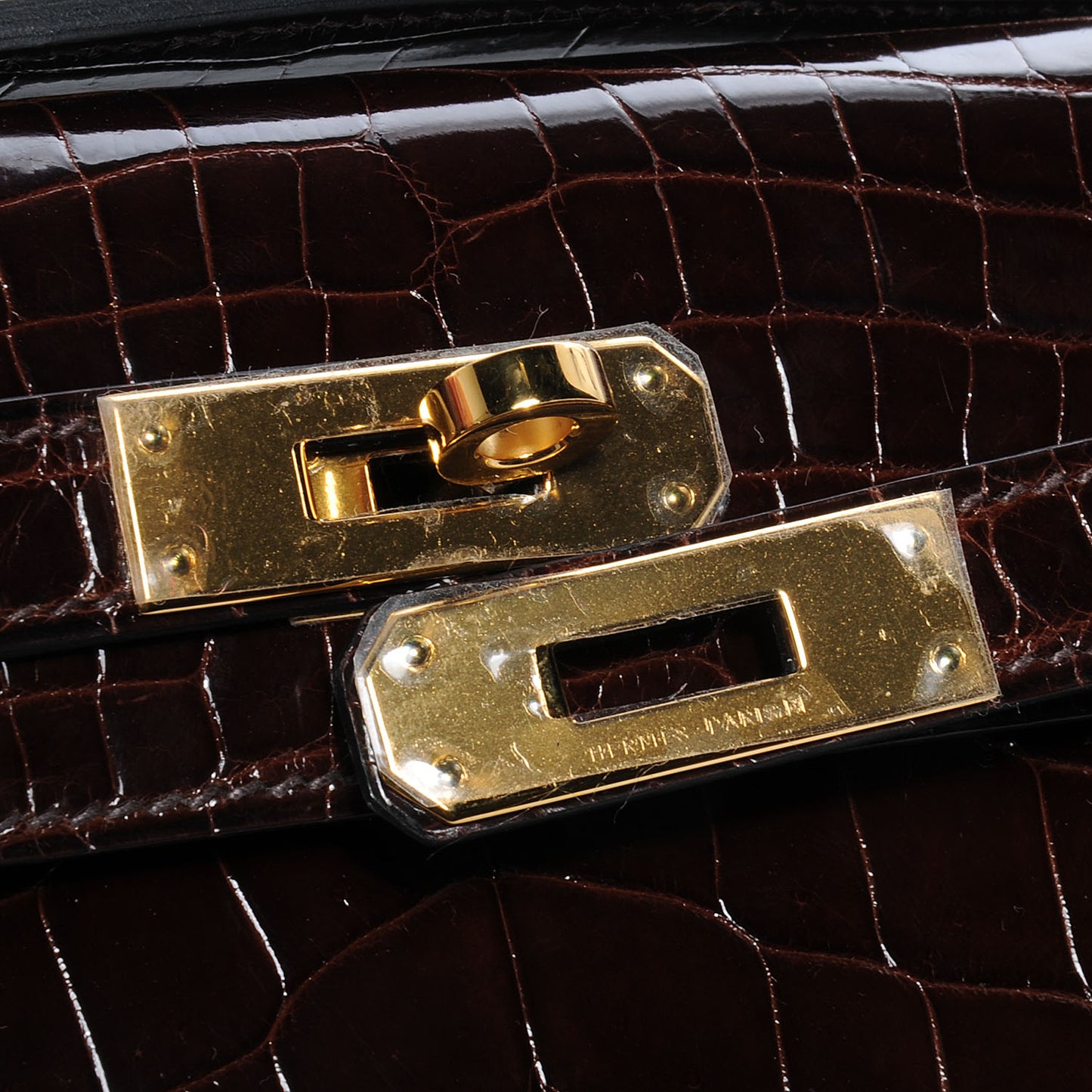 Niloticus Crocodile Kelly Cut Pochette Havane