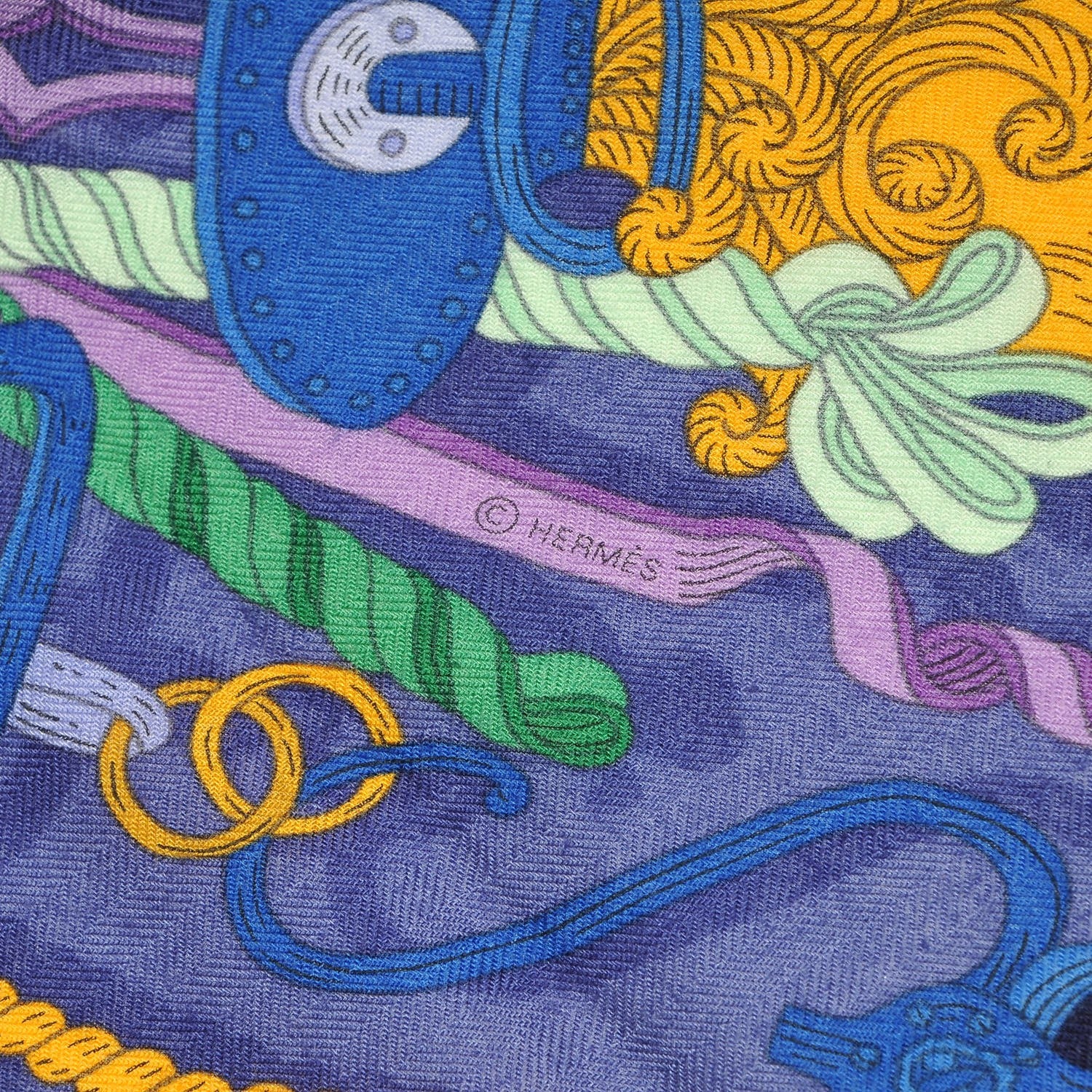 Hermes Cashmere Silk Bouquets Shawl 140 Noir Violet Vert 4 of 4