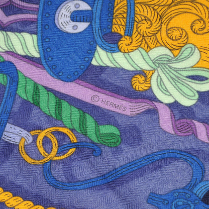 Hermes Cashmere Silk Bouquets Shawl 140 Noir Violet Vert 4 of 4