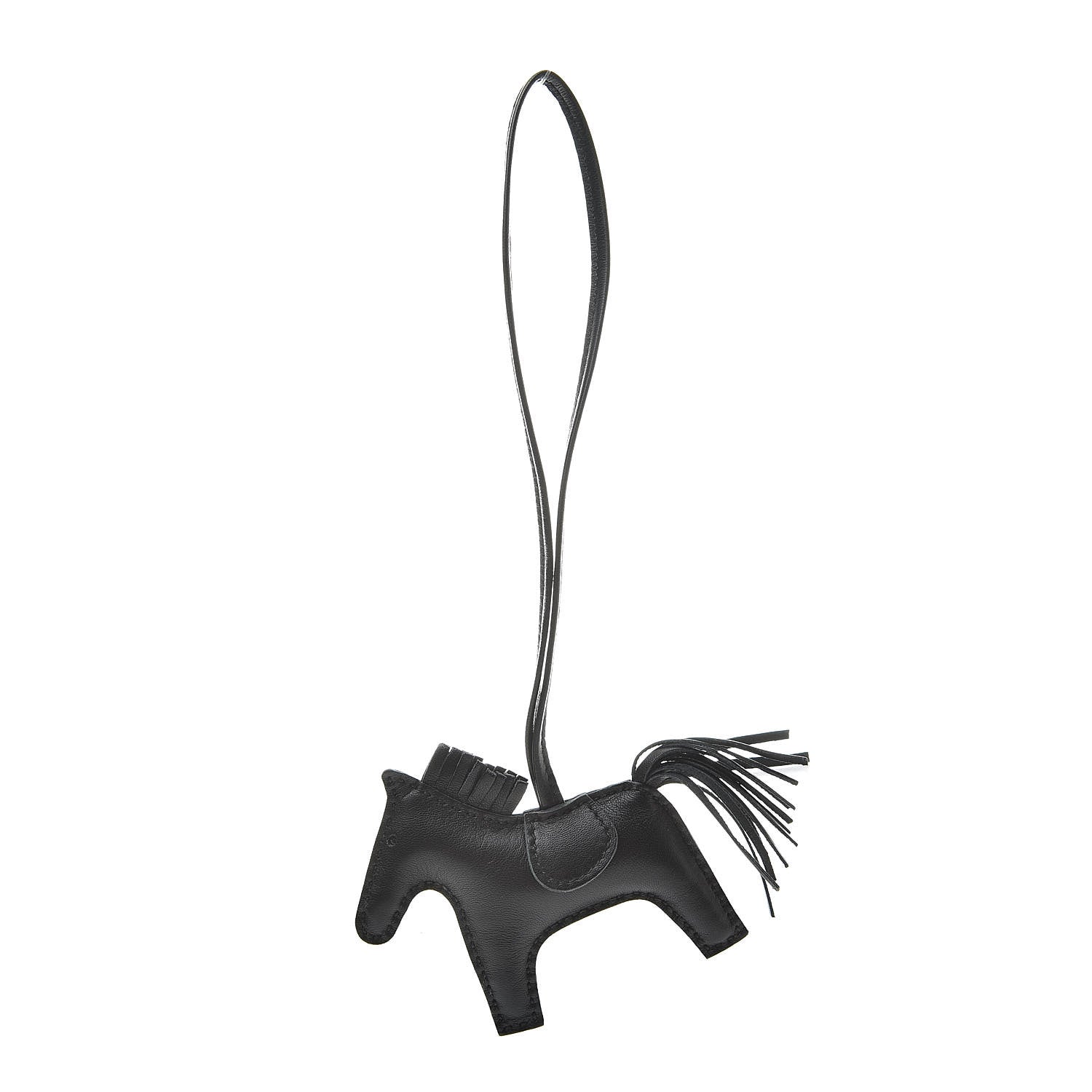 Hermes Milo Lambskin Grigri Rodeo Horse Bag Charm PM So Black 1 of 5