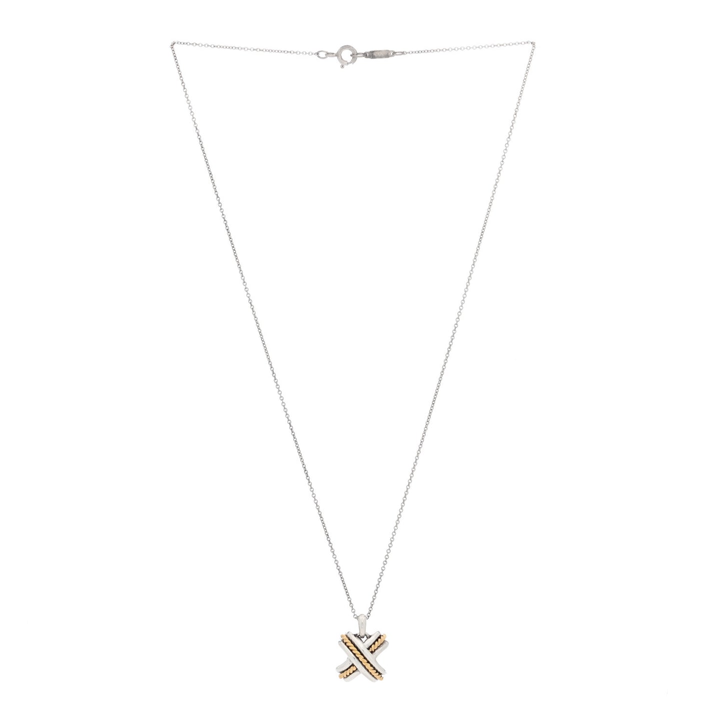 Sterling Silver 18K Yellow Gold Signature X Pendant Necklace