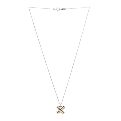 Tiffany Sterling Silver 18K Yellow Gold Signature X Pendant Necklace 3 of 4