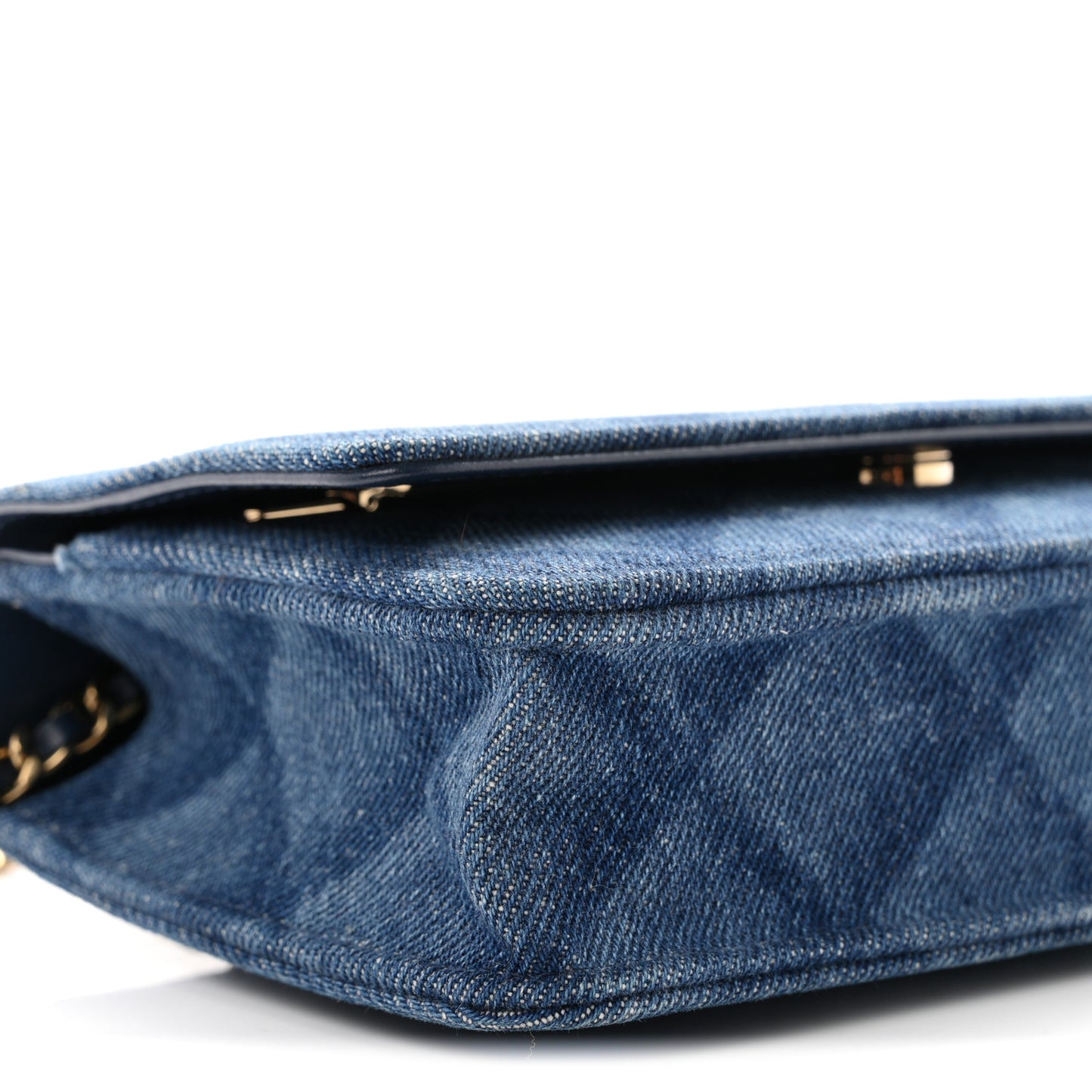Denim Printed Wallet On Chain WOC Dark Blue