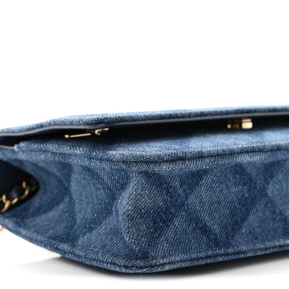 Chanel Denim Printed Wallet On Chain WOC Dark Blue 9 of 10