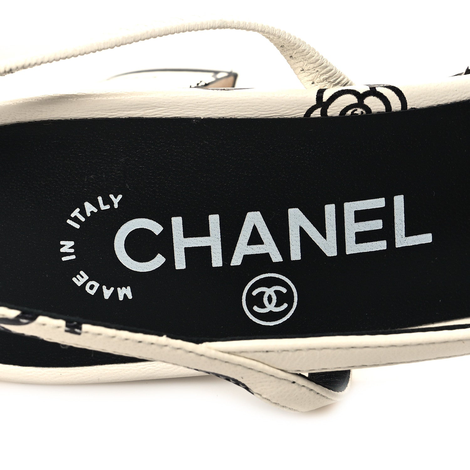 Chanel Printed Lambskin Cap Toe CC Slingback Pumps 38.5 Black White 8 of 8