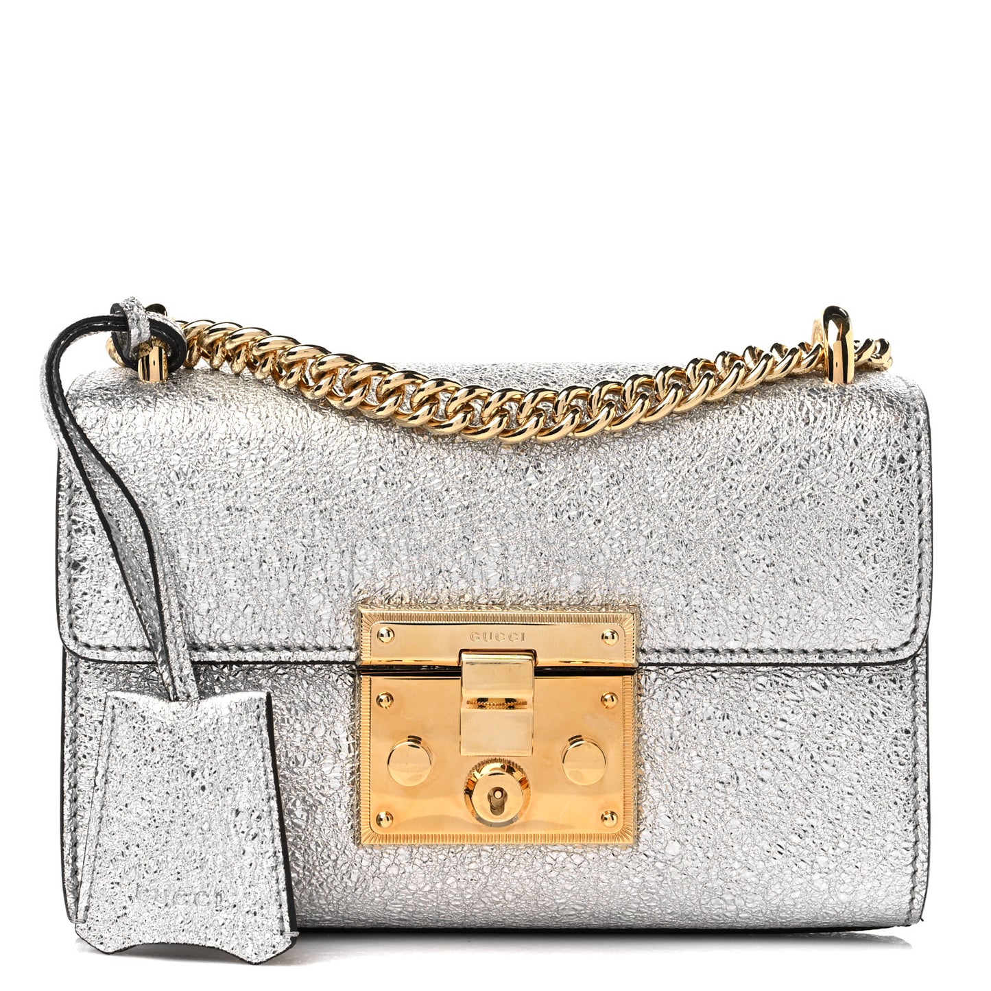 Galassia Small Padlock Shoulder Bag Argento
