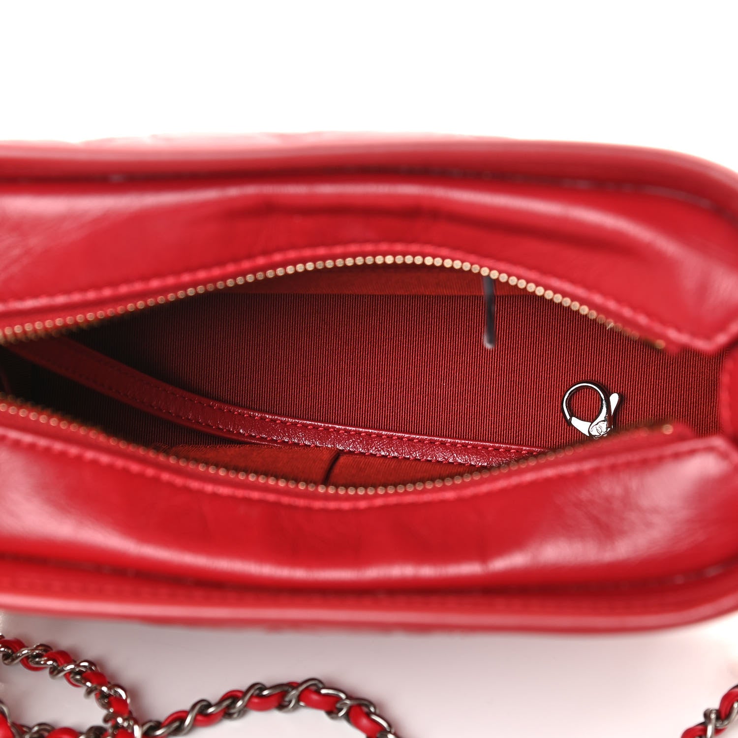 Chanel Aged Calfskin Quilted Small Gabrielle Logo Hobo Red 5 of 11