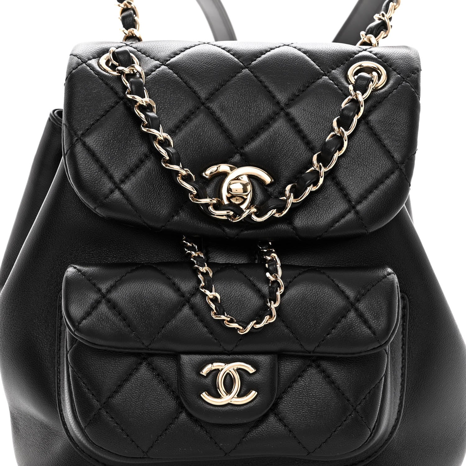 Chanel Lambskin Quilted Small Duma Drawstring Backpack Black 8 of 10