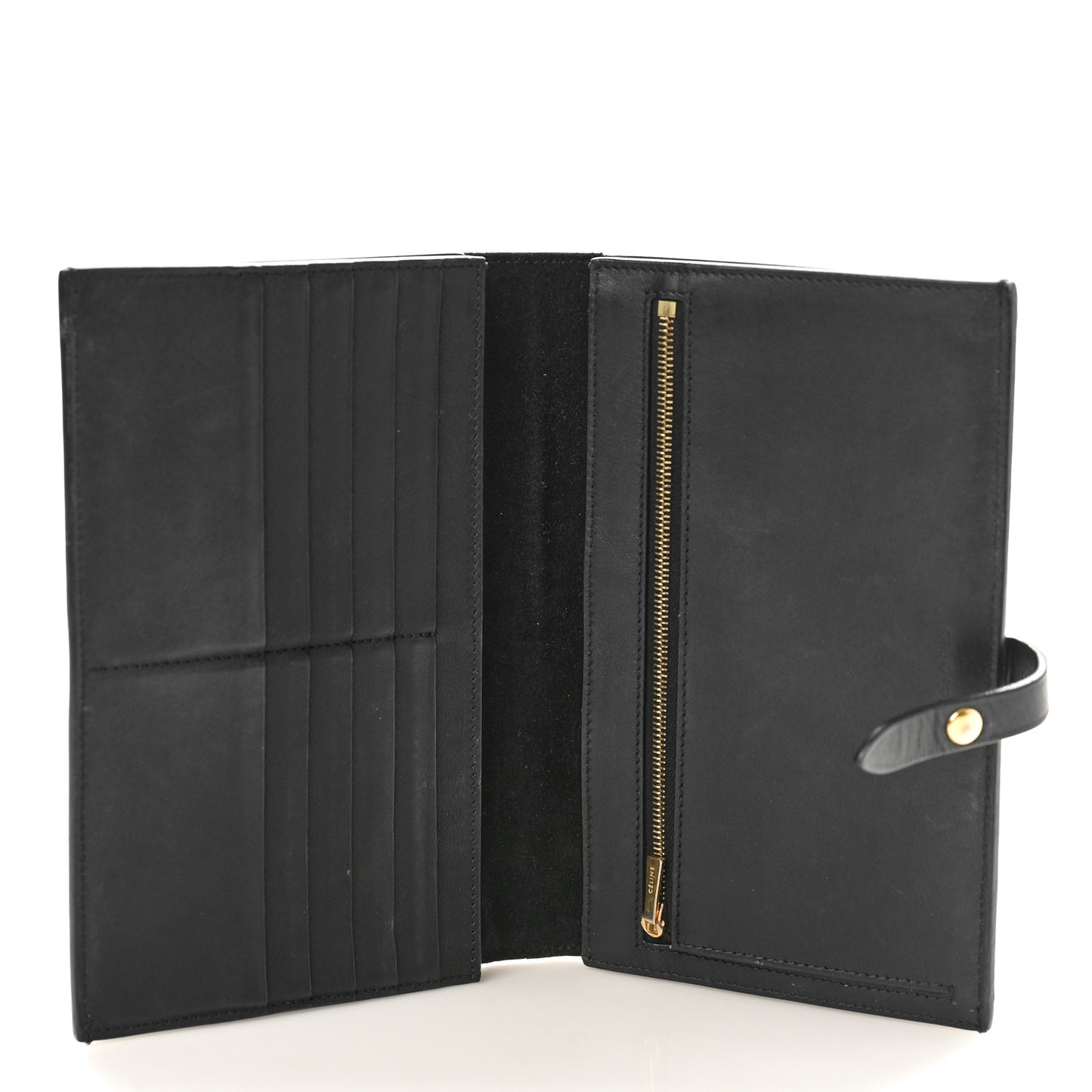 Lizard Calfskin Large Multifunction Strap Wallet Black