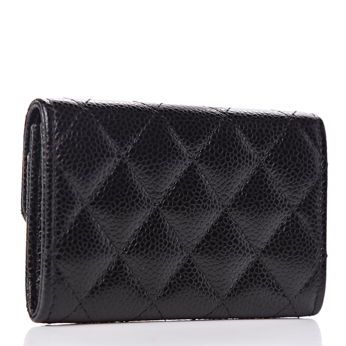 Caviar Quilted Flap Card Holder Black
