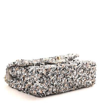 Chanel Sequin Quilted Small Single Flap Grey Black White Pearly White 3 of 10