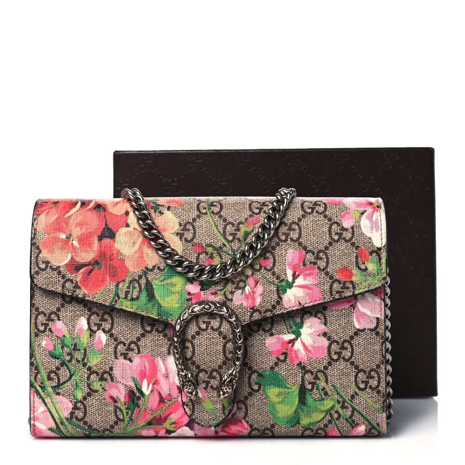 Gucci GG Supreme Monogram Blooms Mini Dionysus Chain Wallet Beige Multicolor Dry Rose 11 of 11