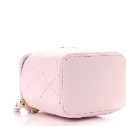 Chanel Lambskin Quilted Mini Top Handle Vanity Case With Chain Light Pink 9 of 10