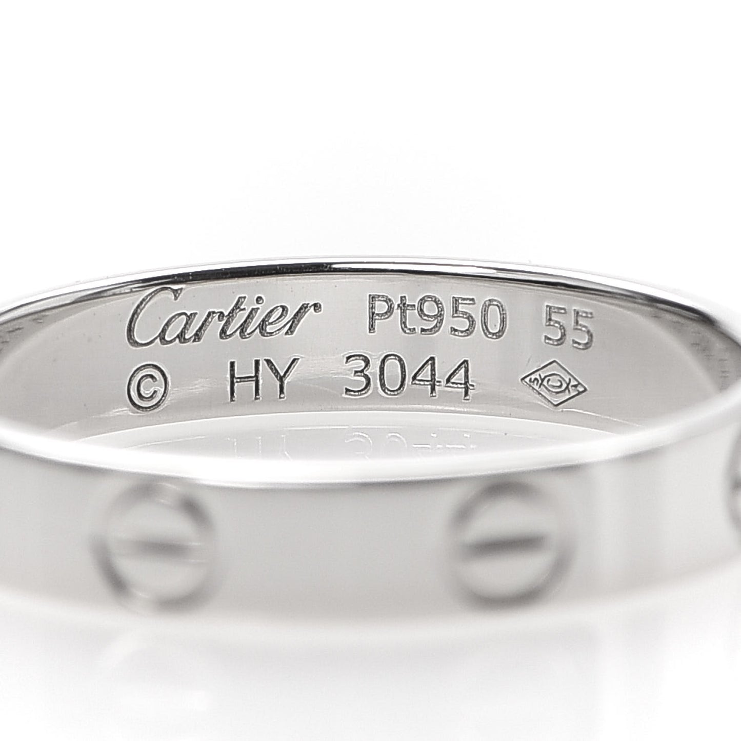 Platinum 3.5mm LOVE Wedding Band Ring 55 7.25
