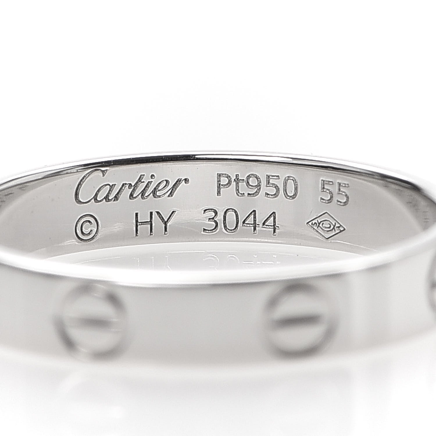 Cartier Platinum 3.5mm LOVE Wedding Band Ring 55 7.25 4 of 4