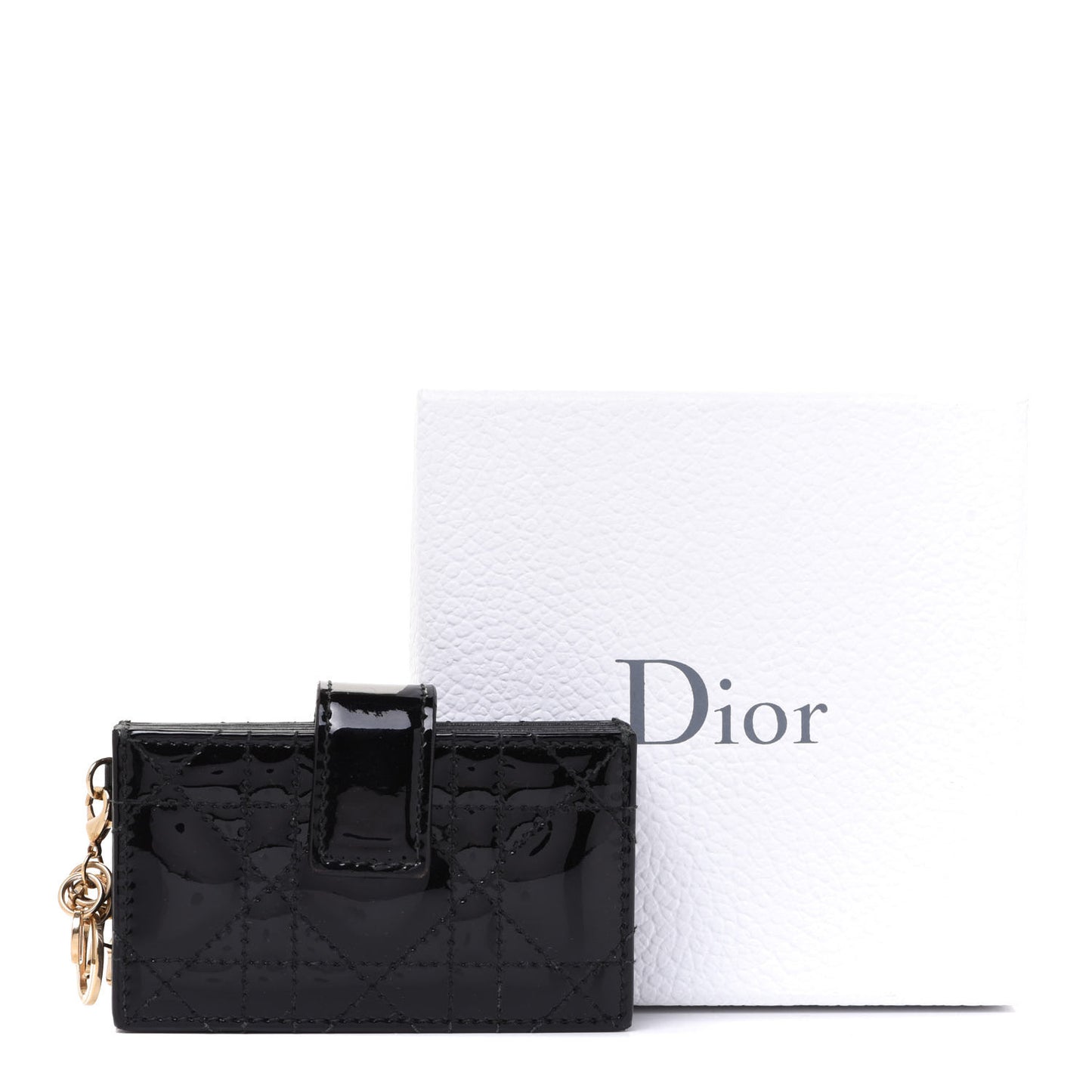 Patent Cannage Lady Dior 5-Gusset Card Holder Black