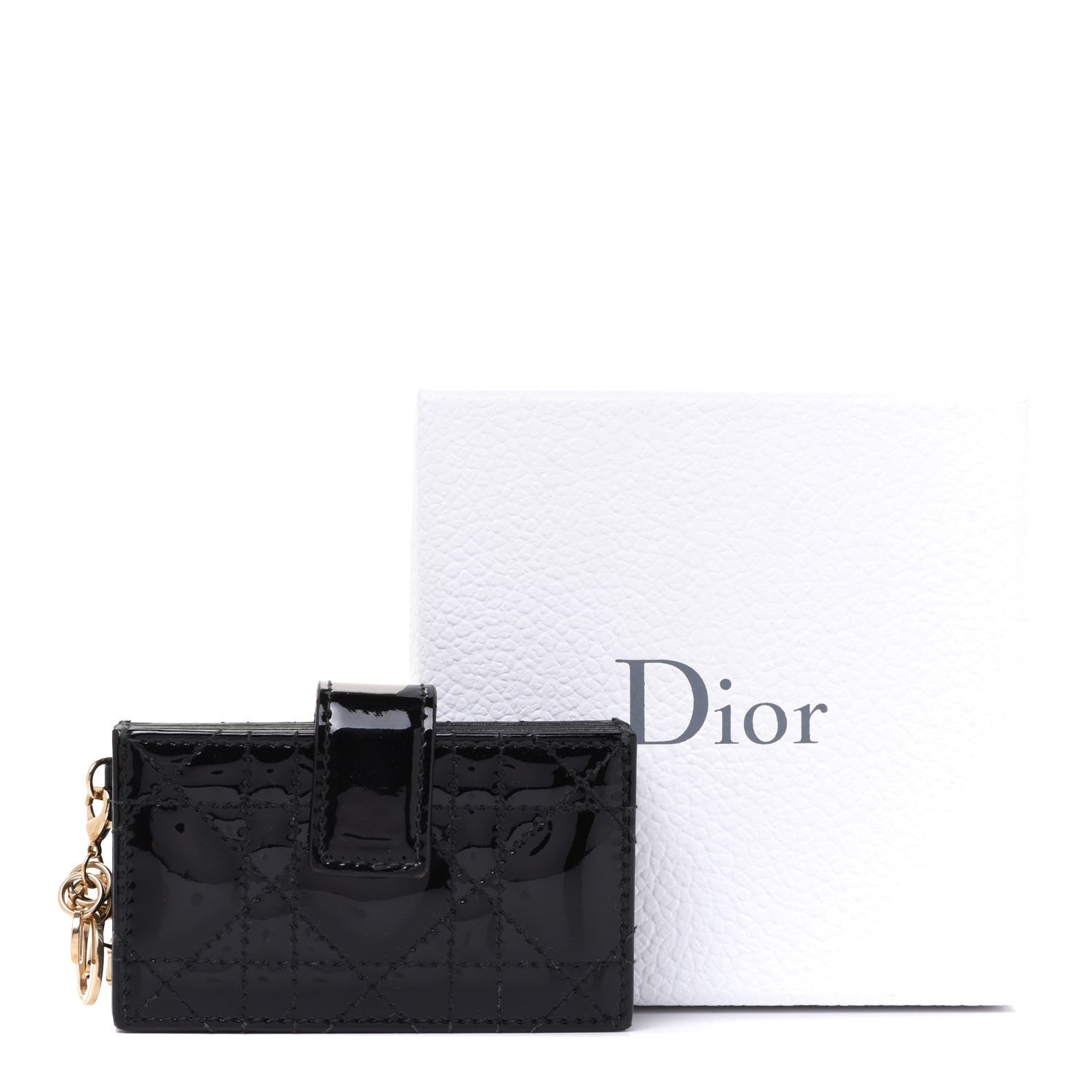 Christian Dior Patent Cannage Lady Dior 5-Gusset Card Holder Black 7 of 7