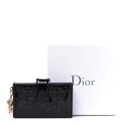 Christian Dior Patent Cannage Lady Dior 5-Gusset Card Holder Black 7 of 7