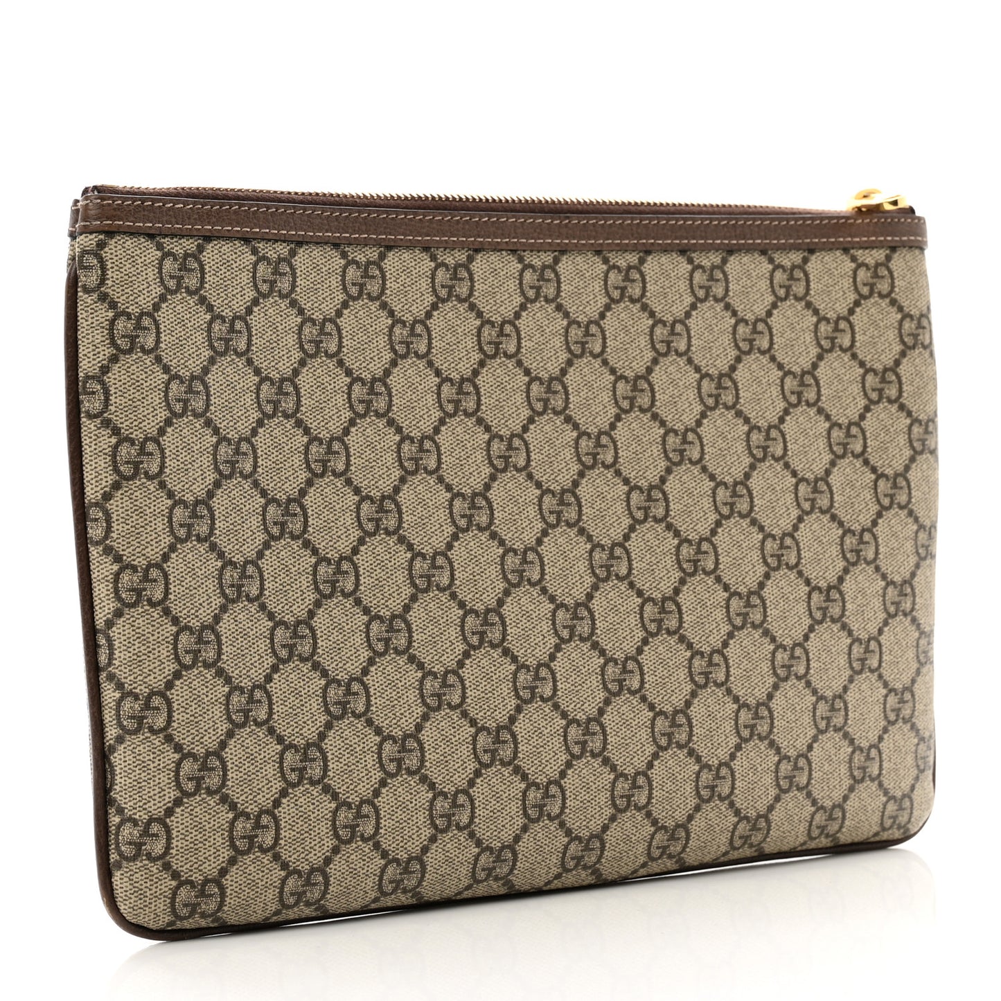 GG Supreme Monogram Large Ophidia Pouch Clutch Brown