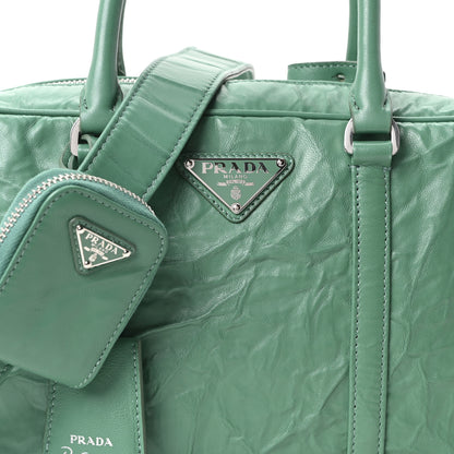 Prada Nappa Antique Medium Re-Edition 2001 Two Handle Bag Green 8 of 10