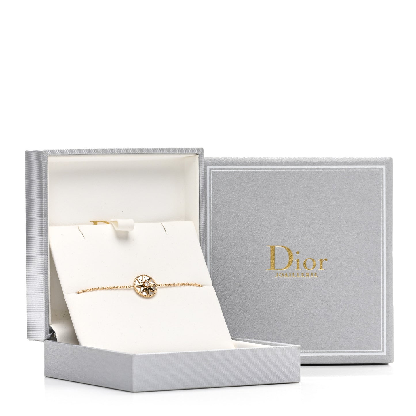18K Yellow Gold Diamond Mother of Pearl Rose Des Vents Bracelet