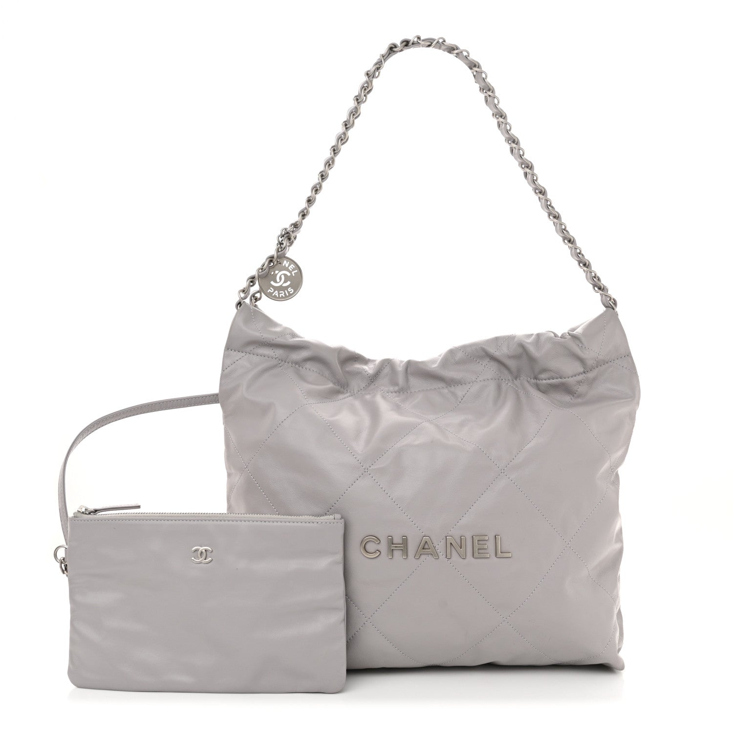 Chanel Shiny Calfskin Quilted Small Chanel 22 Grey 3 of 11