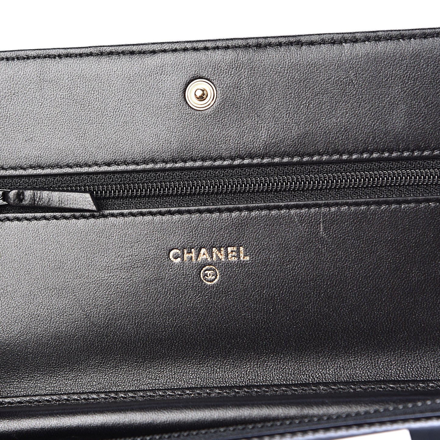 Patent Calfskin Quilted Boy Wallet On Chain WOC Black