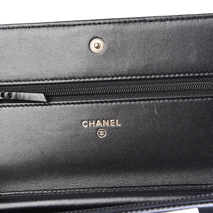 Chanel Patent Calfskin Quilted Boy Wallet On Chain WOC Black 8 of 12