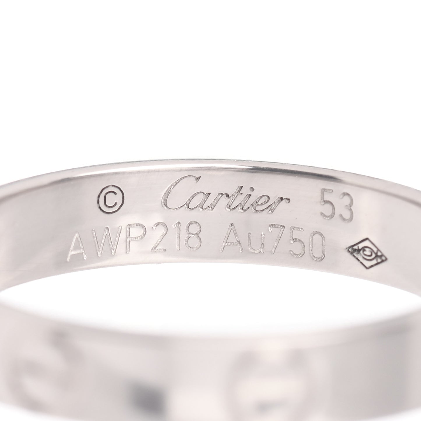 18K White Gold 3.5mm LOVE Wedding Band Ring 53 6.25